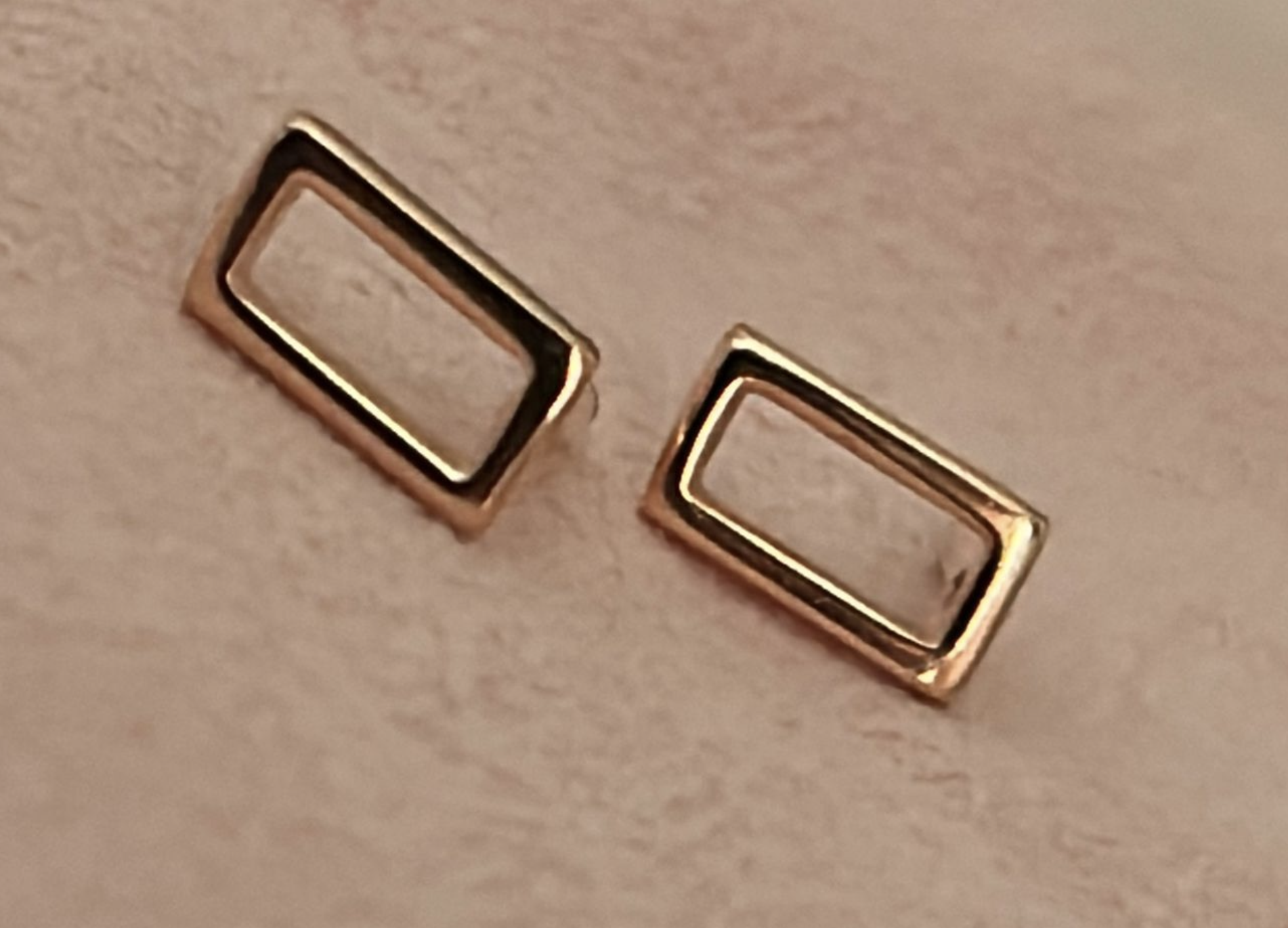 Geometric Rectangle Silver Studs